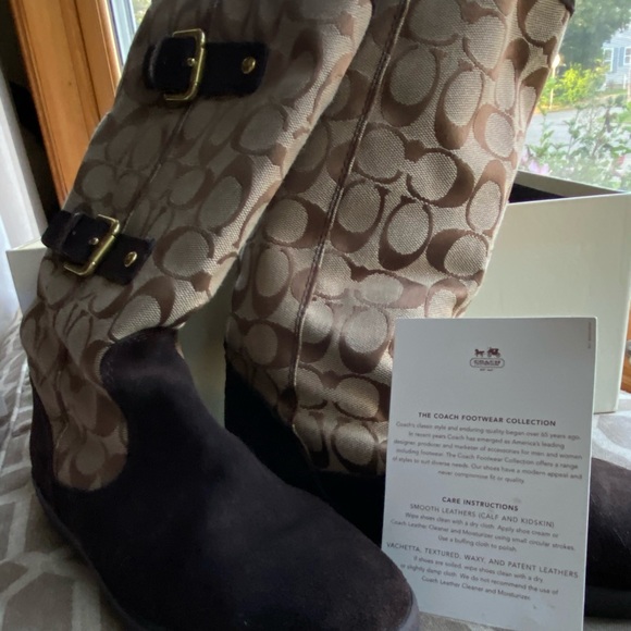 Coach Tinah Khaki Boots Size 6M - Picture 2 of 9